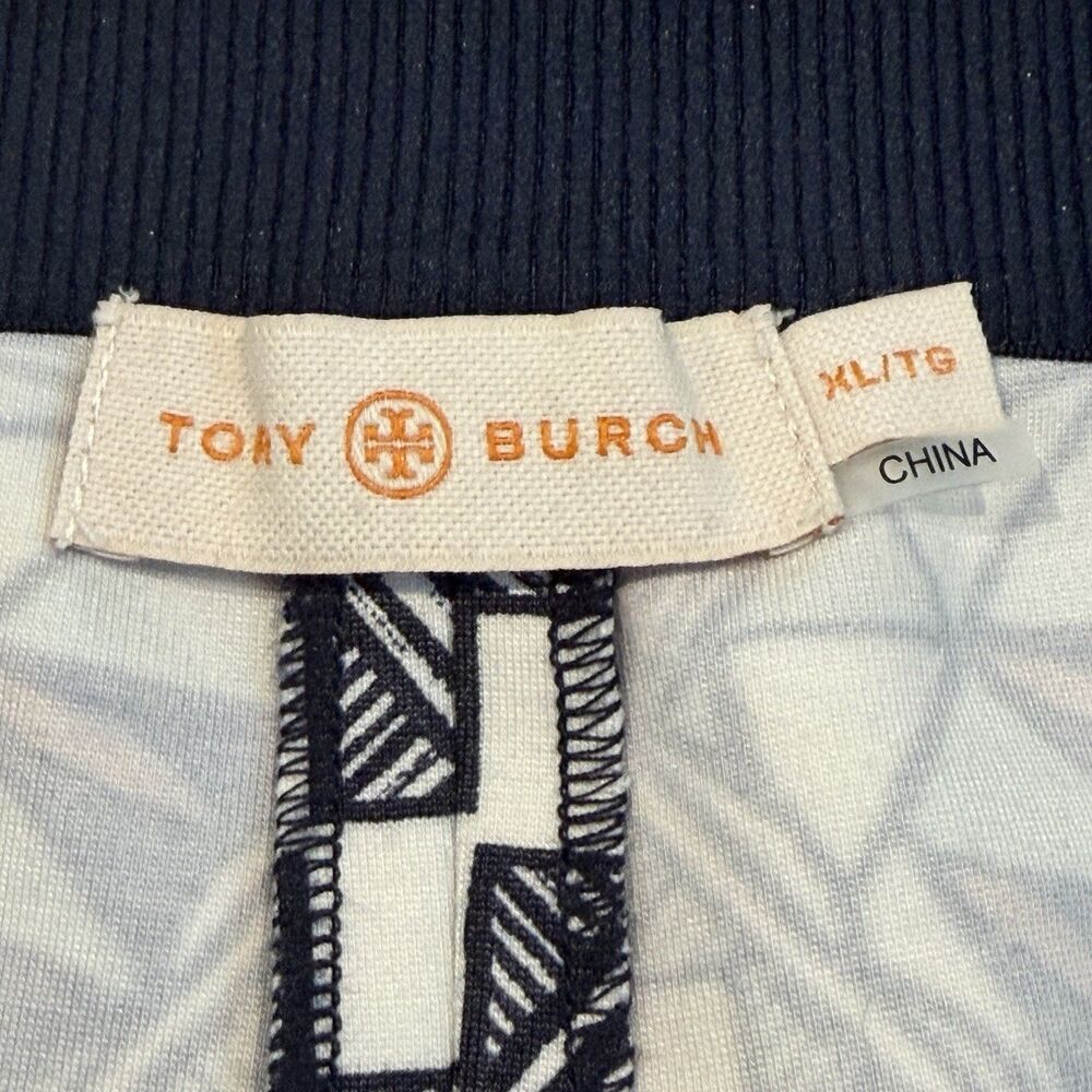 Tory Burch Acoma Pencil Skirt Womens Size XL Blue Tile Print Back Slit Stretch - Picture 3 of 6
